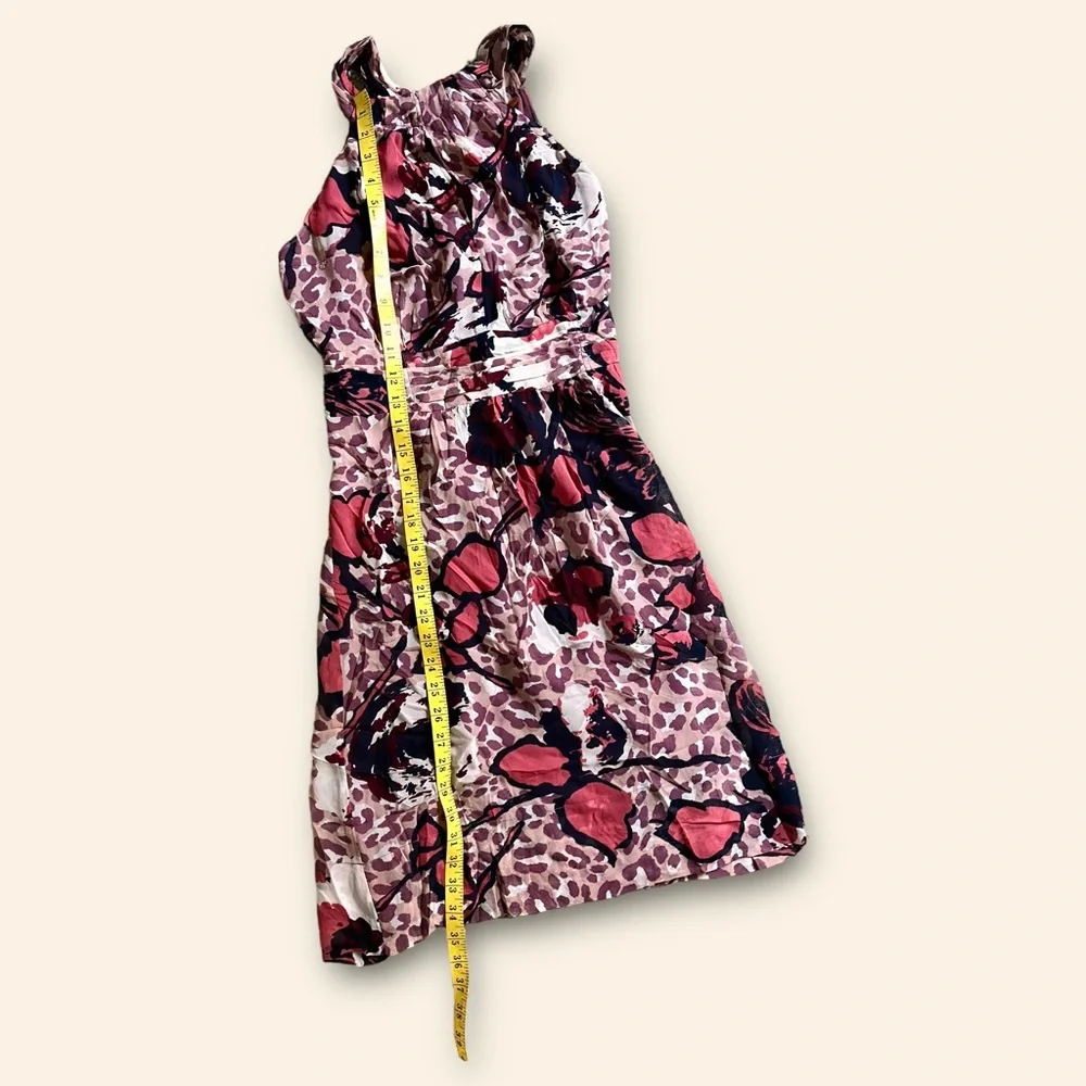 Tory Burch Dress Women's Sz 4 Floral Animal Lined Silk Halter Sleeveless READ! ✅